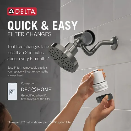 Miniatura 3 de Accesorio de Filtro de Ducha Premium Delta Faucet Clarifi con Filtro, Filtro de Ducha para Agua Dura, Filtro de Cabezal de Ducha, Negro Acero