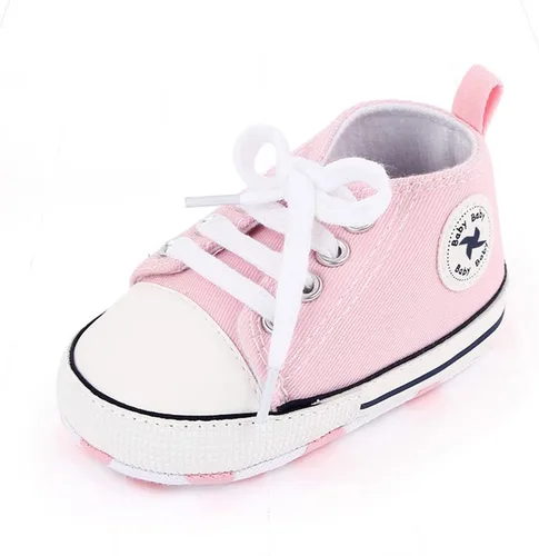 Sekantrol Zapatos unisex para bebés, niñas y niños, suela suave, lona para recién nacidos, primeros pasos, zapatillas altas antideslizantes