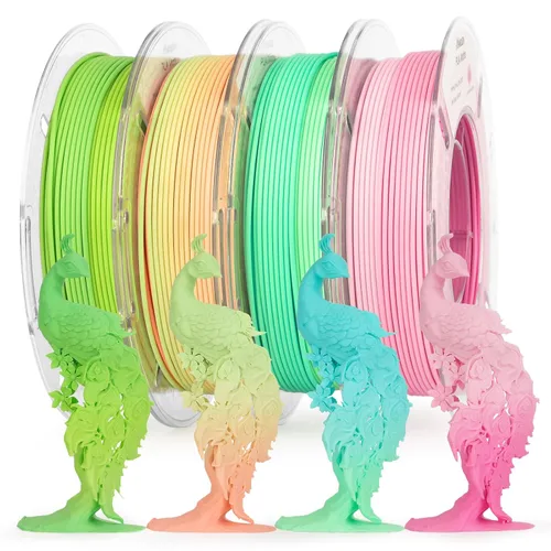 Miniatura 32 de AMOLEN Paquete de filamento PLA de seda para impresora 3D de 4.4 lbs, paquete de ácido poliláctico de doble color de 0.069 in, filamento PLA