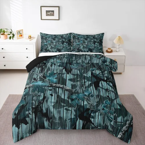 Miniatura 20 de Feelyou Juego de edredón de caza de patos para niñas y niños, edredón de patos de malardo, juego de ropa de cama de caza y pesca, juego de edredón