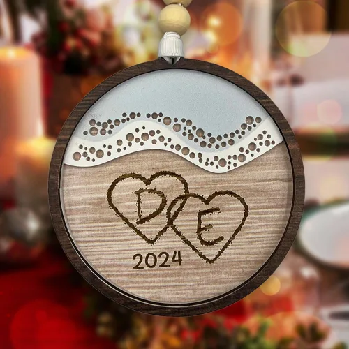 Miniatura 22 de Adorno de Navidad personalizado para parejas - Texto personalizado, lindo adorno de playa, vacación memorable, recuerdo de boda, casados en Hawái