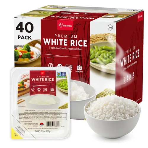 Miniatura 10 de IRIS - Arroz blanco instantáneo (paquete de 10), arroz adhesivo japonés de grano corto ultra premium, microondas durante 80 segundos, sin OMG