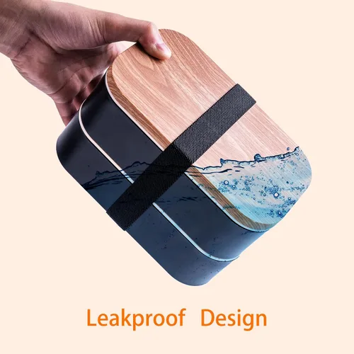 Miniatura 3 de Bento Box - Lonchera para adultos a prueba de fugas, 54 onzas, color negro