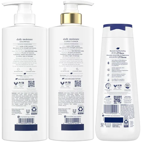 Miniatura 2 de Dove Juego de champú y acondicionador de humedad diaria con gel de baño de humedad profunda, hidratación profunda para revitalizar el cabello
