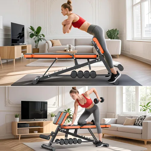 Miniatura 5 de XDDIAS Silla romana, máquina de extensión de respaldo de banco de peso ajustable para gimnasio en casa, banco todo en uno de 1000 libras con estante