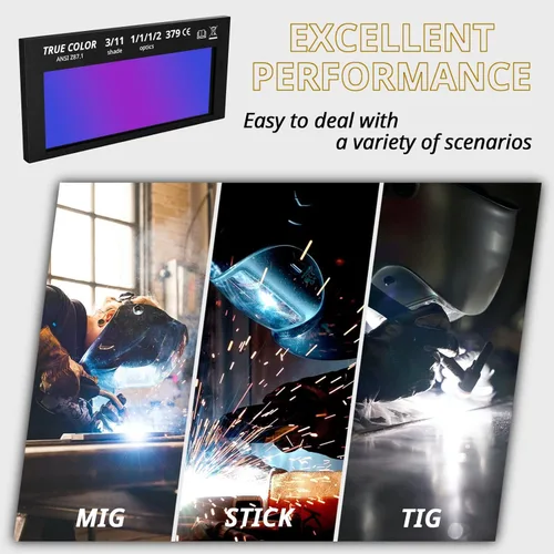 Miniatura 4 de Lente de soldadura HD de oscurecimiento automático, lente de filtro de soldadura de color verdadero de 2 x 4.25 pulgadas, con 2 piezas de repuesto