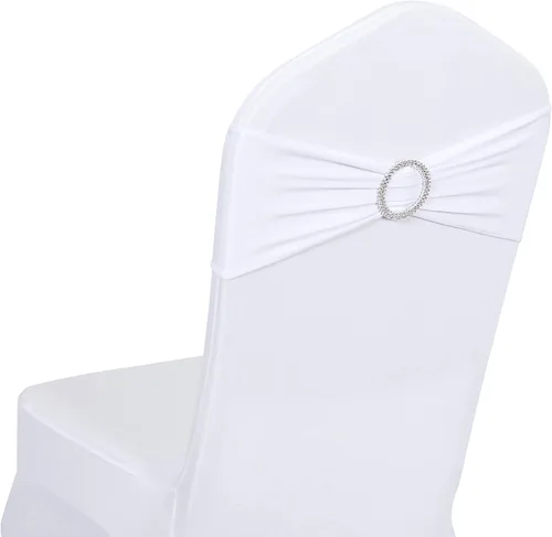 Miniatura 7 de Obstal 10 cintas elásticas de elastano para sillas de recepción de boda, bandas elásticas universales para silla con hebilla deslizante