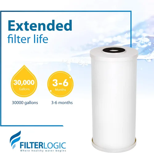Miniatura 4 de Filterlogic FXHTC, filtro de agua para toda la casa, repuesto para GE® FXHTC, GXWH40L, Culligan® RFC-BBSA, W10-BC, filtros de carbono, 5 micras