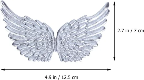 Miniatura 2 de NUOBESTY Parches bordados en forma de ala de ángel, apliques de hierro para coser en plata, para ropa, jeans, decoración de manualidades