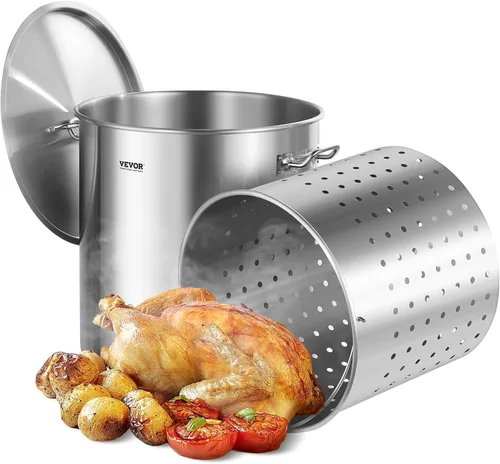Miniatura 14 de VEVOR Olla de acero inoxidable, ollas de cocina de 24 cuartos, olla de salsa con tapa y asa, olla de grado comercial resistente, tratamiento