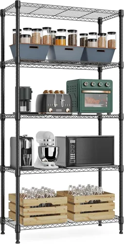 Miniatura 13 de Xcity Estantes de almacenamiento, estantería de metal resistente de 1 nivel, estante de alambre de acero ajustable de 350 libras para comerciales