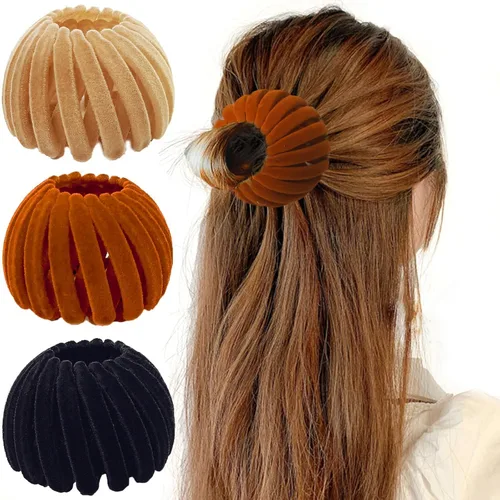 Miniatura 8 de Pinza de pelo mágica de nido de pájaro, accesorio para hacer moños, para cabello grueso y fino, 4 Negro