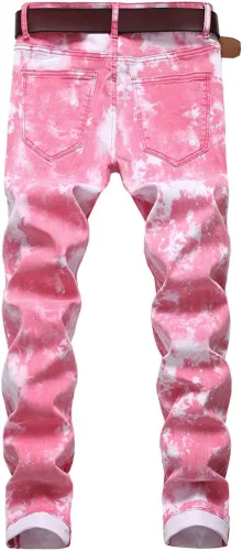 Miniatura 96 de Baylvn - Pantalones de mezclilla entallados y estampados para hombre con corte recto