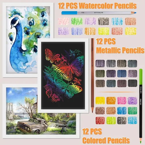 Miniatura 3 de Drawdart Art Supplies - Juego de lápices de dibujo, 76 unidades, kit de dibujo profesional con cuaderno de bocetos y bloc de acuarela, incluye