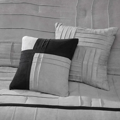 Miniatura 7 de Madison Park Acogedor juego de edredón casual con diseño de bloques para todas las estaciones, falda de cama a juego, almohadas decorativas, King