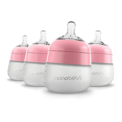 Miniatura 12 de Nanobebe - Biberón de silicona flexible, anticólicos, sensación natural, pezón que no se derrumba, base estable sin puntas, fácil de limpiar