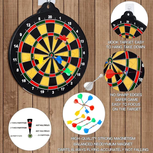 Miniatura 4 de moopok Tablero magnético de dardos para niños, 12 dardos magnéticos/bolas adhesivas o 2 pistolas de juguete + 40 dardos de espuma. Juegos para niños