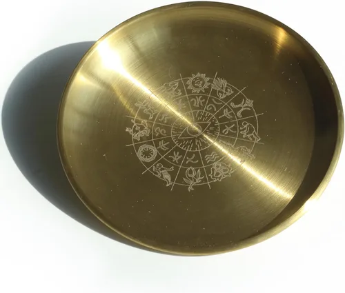 Cuenco decorativo dorado de 5.5 pulgadas, plato ritual de oración de sabiduría ocular, ideal para uso en altar, quemador de incienso, cuenco para