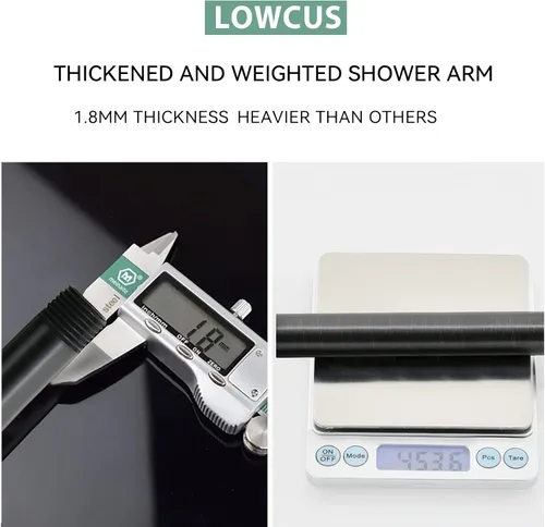 Miniatura 5 de Brazo de ducha montado en pared de alta gama con extensión anticorrosión (hecho de latón macizo) y brida para RP46870-RB de 16 pulgadas, bronce