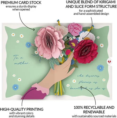 Miniatura 6 de Lovepop Tarjeta desplegable de flores para el Día de la Madre, ramo floral pastel 3D, tarjeta de felicitación para mamá, esposa, hija, mamá, ella