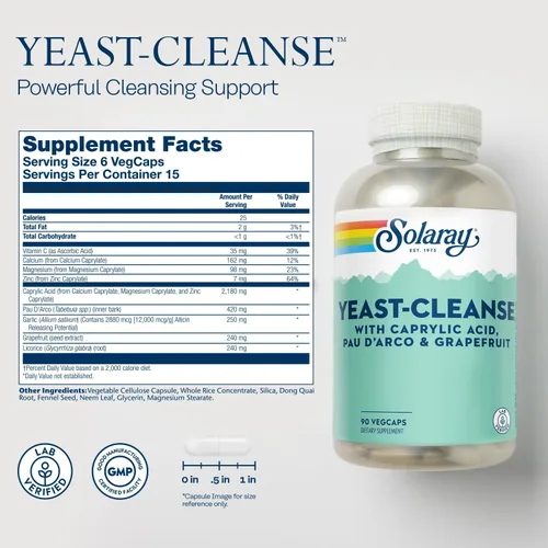 Miniatura 2 de Solaray Yeast-Cleanse - 90 Cápsulas vegetarianas