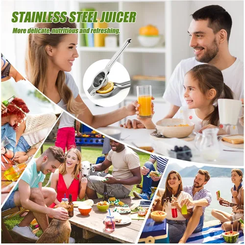 Miniatura 6 de Exprimidor de limón de acero inoxidable – Exprimidor manual de cítricos, prensa de mano de limón de metal, exprimidor de cítricos de frutas para 1