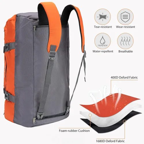 Miniatura 6 de Ubon Bolsa de lona grande para fines de semana con compartimentos para zapatos, mochila deportiva de 4 vías para gimnasio con correas acolchadas