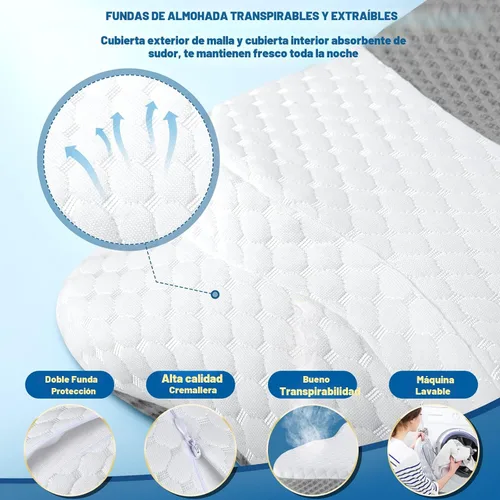 Miniatura 6 de CHxxy Almohada cervical para el cuello para aliviar el dolor de dormir, almohadas de espuma viscoelástica de contorno, almohadas ergonómicas