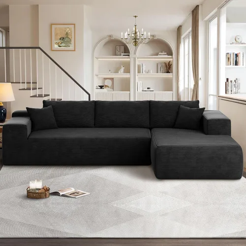 Miniatura 11 de Sofás seccionales Cloud de 96 pulgadas para sala de estar, sofá sin hueso en forma de L con cómoda silla, sofá modular con asiento profundo,