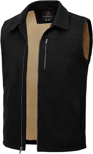 Miniatura 9 de TBMPOY Chaleco de invierno para hombre, casual, forro polar sherpa, con cremallera completa, ligero, chaleco exterior cálido de algodón para viajes