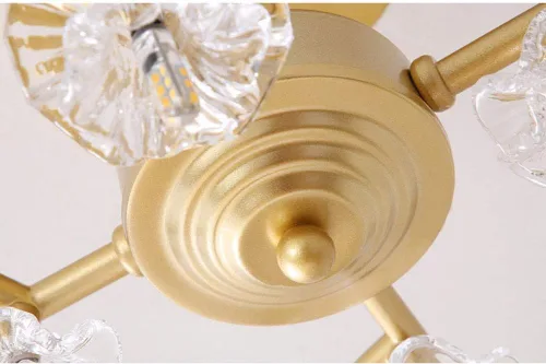 Miniatura 5 de Lámpara de araña de Cristal, moderna y sencilla, luz LED de techo, 10 Luces, para cocina, comedor, sala de Estar, Dorada, 18 Luces