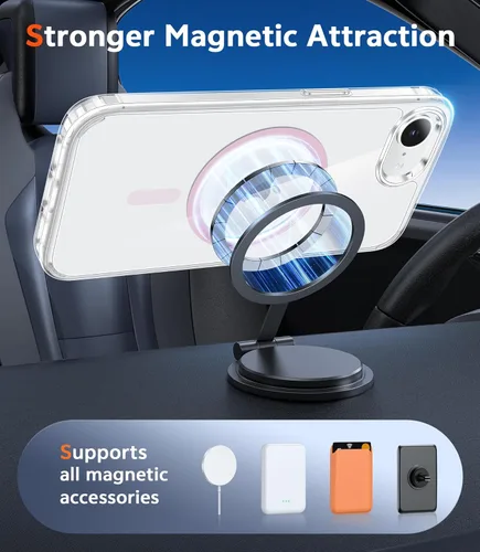 Miniatura 1030 de FNTCASE Funda para iPhone 13 Pro-Max: Fundas magnéticas transparentes compatibles con Magsafe Slim anti amarillamiento protección contra caídas