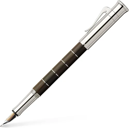 Graf von Faber-Castell Pluma estilográfica clásica Anello Grenadilla, punta mediana (M) (FC145800)