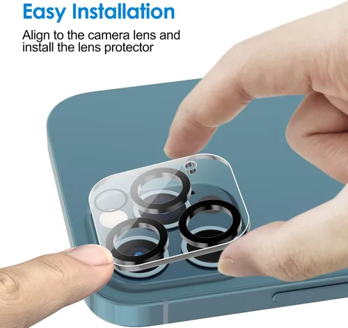 Miniatura 4 de JETech Protector de lente de cámara para iPhone 12 Pro de 6.1 pulgadas, vidrio templado 9H, transparente HD, antiarañazos, compatible con fundas,