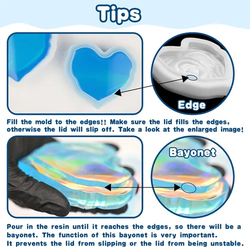 Miniatura 2 de Moldes de resina para frascos, moldes de tarro de corazón con tapa, molde de silicona de flor de rosa de amor para fundición de resina epoxi, caja