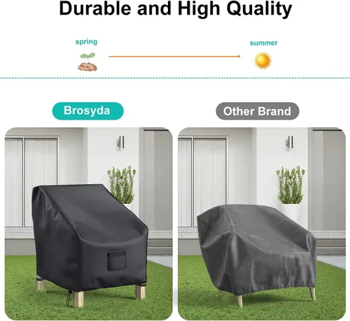 Miniatura 7 de Fundas para sillas de patio, impermeables, paquete de 2, tela Oxford 600D resistente, 29 pulgadas de ancho x 30 pulgadas de profundidad x 36 Negro