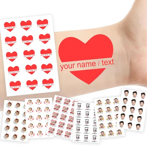 Miniatura 8 de Tatuajes temporales personalizados con foto y nombre, logotipo personalizado para adultos, niños, mujeres, hombres, regalo de boda, cumpleaños