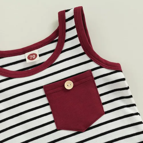 Miniatura 12 de Conjunto de ropa casual de manga corta con botones y pantalones cortos de lino para bebés y niños pequeños