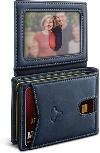 Miniatura 16 de BULLIANT Billetera para hombre, delgada de cuero, bolsillo frontal, tarjetero para regalo, para hombres, 11 ranuras con bloqueo RFID, Minimalista