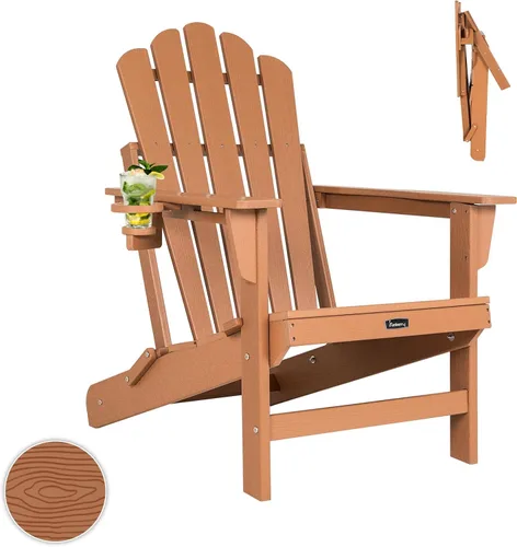 Miniatura 16 de FUNBERRY Juego de 6 sillas plegables Adirondack para todo tipo de clima, sillas para hogueras de polietileno de alta densidad con portavasos
