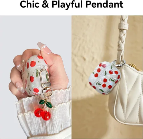 Miniatura 3 de Funda compatible con AirPods 4, bonita funda estética para AirPod 4 con llavero, funda protectora de TPU suave a prueba de golpes para mujeres
