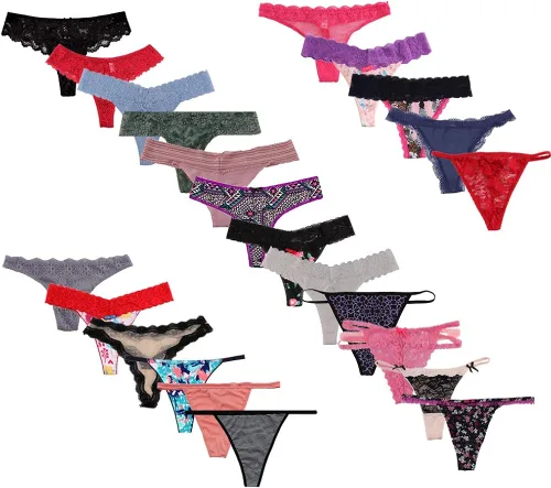 Miniatura 3 de WDX Variedad de bragas para mujer, ropa interior de 20 unidades, tangas sexys hipster (S)