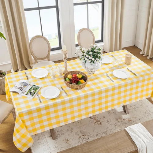Miniatura 10 de Softalker - Mantel rectangular a cuadros, impermeable para exteriores, 54 x 120 pulgadas, mantel de búfalo a cuadros, resistente a las manchas