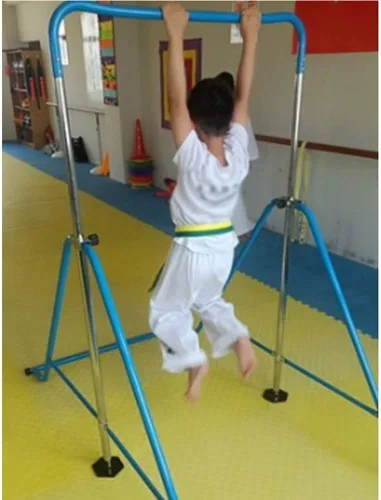 Miniatura 6 de Barra de gimnasia para niños, barra horizontal plegable ajustable para dominadas, barra de entrenamiento junior, equipo deportivo para niños