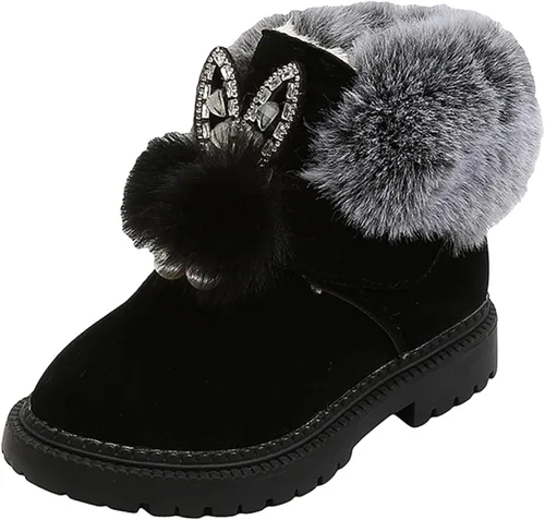 Baby Girls Booties Toddler Snow Boots Infant Winter Warm Princess Shoes Kids Fleece Prewalker Non-Slip Footwear Outdoor
