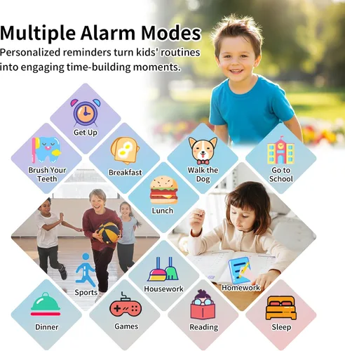 Miniatura 6 de Tixpc Reloj inteligente para niños y niñas con video, cámara, reproductor de música, 39 juegos, podómetro, reloj despertador, calculadora, antorcha