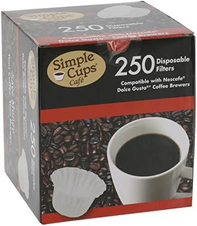 Miniatura 3 de Simple Cups - Filtros desechables de café de papel (paquete de 250) – Compatible con Nescafe Nespresso, Melody, Genio/Picolo y Mini Me, NO Circolo