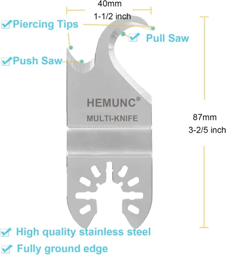Miniatura 2 de 3 Hojas de Sierra Oscilantes para Multiherramienta, Hoja de Cuchillo Gancho Oscilante para Herramienta Múltiple para Cortar Tejas de Techo, Alfombra