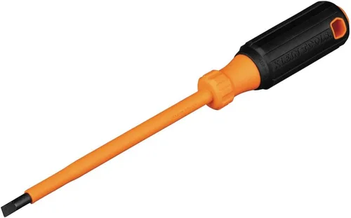 Klein Tools 6826INS - Destornillador aislante, fabricado en EE. UU., Destornillador de punta de gabinete de 1000 V de 1/4 pulgadas con vástago de 6