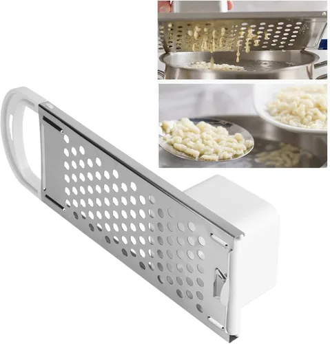 Miniatura 8 de Spaetzle Maker de acero inoxidable, herramienta para hacer albóndigas de fideos con mango de goma con empujador de seguridad para pasta, arroz